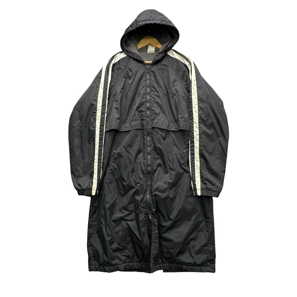 Speedo Swim Parka Jacket Unisex M Black Long Sleeve Fleece Lined Hooded Coat